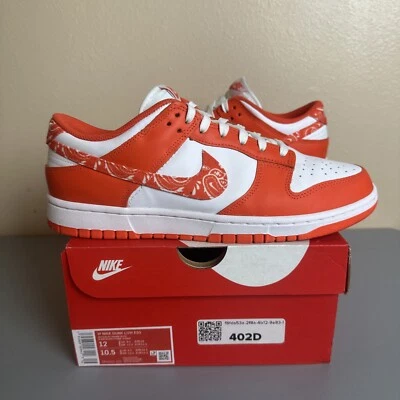 2022 Nike Dunk Low Orange Paisley size 12W/ 10.5 White Women's Rare SHIPS NOW - Image 1 of 4