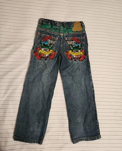 Ecko Unltd Jeans Youth 4 Denim Embroidered Graffiti Straight Grunge HipHop - Picture 1 of 9