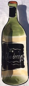 Clay Art Chardonnay Wine Bottle Shaped Serving Bowl 11"x3" Cute!! - Picture 1 of 5
