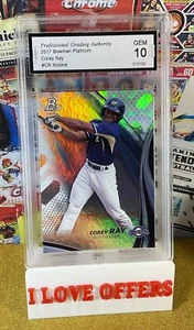 2017 BOWMAN PLATINUM COREY RAY ROOKIE RARE #CR HOLO FOIL GEM PGA 10 MINT READ - Picture 1 of 4