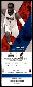 Clippers vs. Miami Heat January 13, 2016 Ticket Stub - Chris Paul - Picture 1 of 2