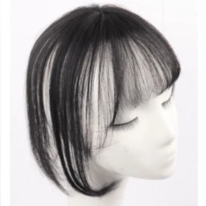 100% Real Human Hair Topper Toupee French Bangs Clip Hairpiece Wigs For Women - Picture 1 of 8