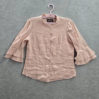 Blusa Mujer Reformation L Rosa Lino Bloom Volantes Manga Campana Abotonada Foto 1 de 4