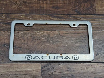 Marco de matrícula genuino de Acura de colección de los años 90 OEM emblema de insignia cromado plateado Foto 1 de 2