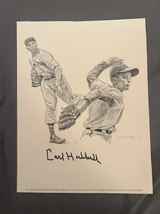 Carl Hubbell Signed Photo 8x10 Drawing JSA LOA New York Giants - Picture 1 of 3