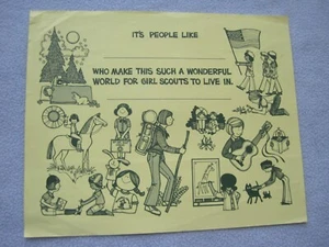Girl Scouts USA IT'S PEOPLE LIKE YOU Thank You Certificate Yellow/Green/1990s - Picture 1 of 2
