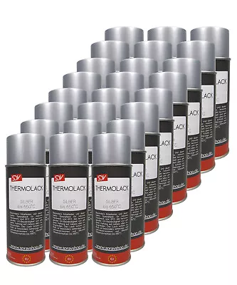 24x THERMOLACK SILBER bis 650°C 400ml Auspufflack Ofenlack Motorlack Grilllack - Bild 1 von 2