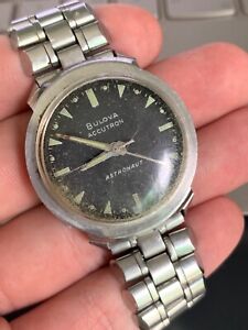 Vintage 1967 BULOVA Accutron Astronaut Tuning Fork Mens Steel Watch Not Tested!