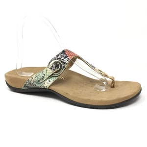Vionic Lana Flip Flops Sandals Shoes Womens Size 9 D Wide Green Pink Snake Print - Imagen 1 de 9