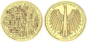 Deutschland 100 Euro Gold 2016 J Regensburg 1/2 Unze Stempelglanz 126534 - Bild 1 von 3