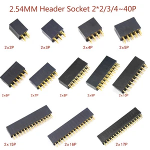 Toma de cabeza de pasador hembra 2,54 mm tira conectora 2x2-2x40P tablero de pan doble fila - Imagen 1 de 5