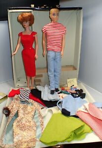 Bubble Cut Barbie & Ken Doll Plus Clothes, Shoes, Accessories & Case 1960's Lot