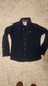 Hollister Shirt Mens Medium Blue Flannel Lumberjack Untucked Winter Logo Preppy - Picture 1 of 4