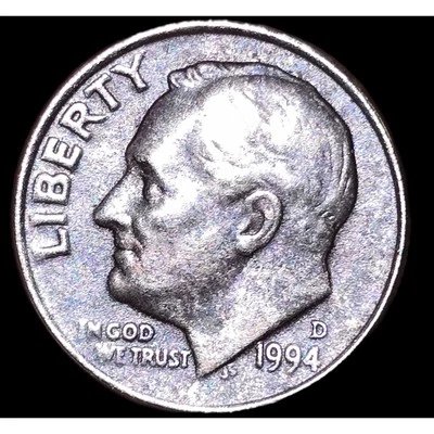READ 1994 D Mint Shiny Dark Toning Roosevelt Dime Double Die - Image 1 of 4