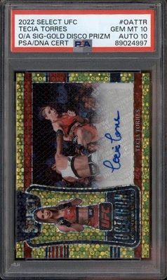 2022 Select UFC Octagon Action Auto Gold Disco Prizm Tecia Torres /10 PSA 10 - Image 1 of 2
