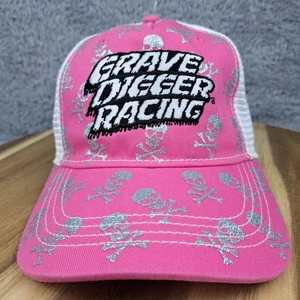 Grave Digger Racing Mütze Kappe Druckknopflasche pink weiß Netz Trucker Totenkopf & Knochen  - Bild 1 von 7