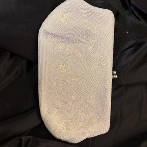 Handmade In Japan Vintage Perlen Clutch Handtasche Weiß Top Zustand - Bild 1 von 5