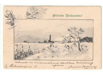 1905 Paisaje Nevado Campaña Cascinas Tarjeta Navidad WEIHNACHTEN - Imagen 1 de 2