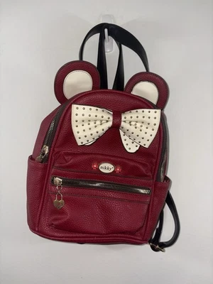 Nikky By Nicole Lee Red Mini Backpack Bow Mouse Ears Faux Leather Purse Bag - Image 1 of 4