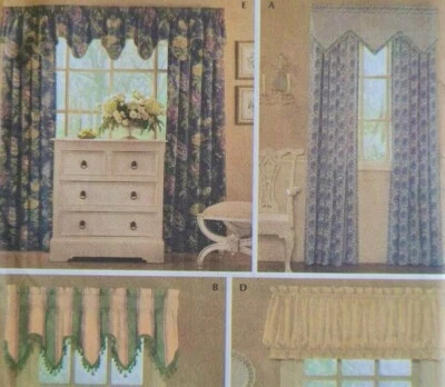 Curtains Valance Panels Swag Drapes Uncut Simplicity 4677 Sewing Pattern - Image 1 of 3