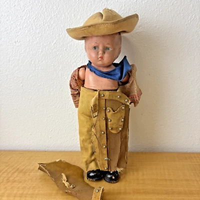 Antique Effanbee Grumpy WALK TALK SLEEP Doll Compo/Cloth Boy Cowboy Outfit - Image 1 of 4