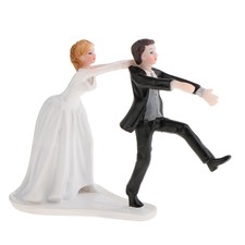 "Oh No You Don't" Funny Newlywed Wedding Cake Topper Resin Bride and Groom