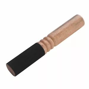 Ciotola da canto in legno tibetano Mallet Striker pelle nera scamosciata avvolta dal Nepal - Foto 1 di 6