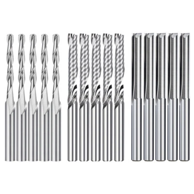 XCAN 15 Stück Hartmetall-Fräswerkzeug CNC-Fräser 3.175mm (1/8") Schaft für Holz MDF