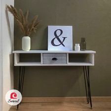 CONSOLLE / PORTA TV IN LEGNO CON PIEDI IN FERRO 124X23X85