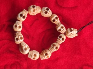 Vintage Yak Bone Skull Tibetan Buddhist Meditation Prayer Mala Beads Bracelet - Picture 1 of 5