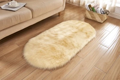 Tapete de pele sintética pele de carneiro varanda círculo oval retangular tapete de chão tapete de quarto - Imagem 1 de 4
