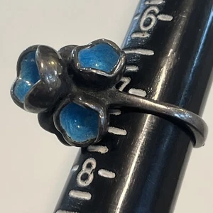 Beautiful 60s Ottaviani Modernist Sterling Silver Biomorphic ENAMEL Ring Italy - Picture 1 of 5