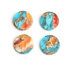 Natural Oyster Copper Turquoise 8x8mm 50 Pcs Round Both Side Flat Back Gemstone