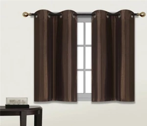 2 PANELS Bedroom Half Window Curtain & KITCHEN WINDOW TIER 36" BLACKOUT D24 - Picture 1 of 81