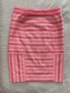 Women's Per Se by Carlisle Skirt Size 0 Hot Pink Red White Orange Zippers Lined - Picture 1 of 10