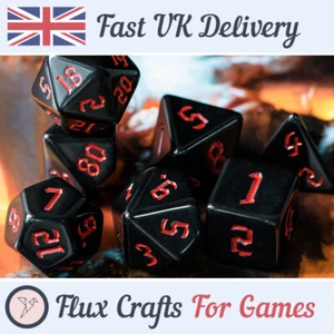 7pcs Black Acrylic RPG Dice Set Goth Vampire D20 DND for D&D Dungeon Flux Crafts