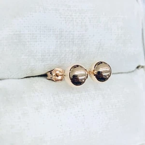 14k Rose Gold Ball Dome Round Post Stud Earrings 5mm - Picture 1 of 6