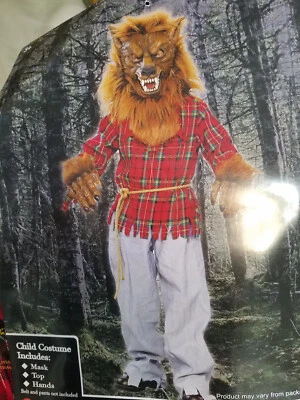NWT Eerie Alley Child Size 5-7 Costume Werewolf Mask, Top & Hands - Image 1 of 4