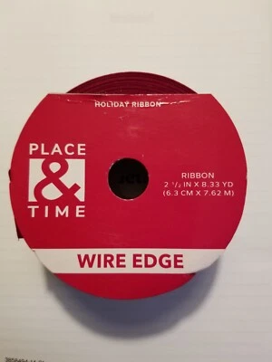 Burgundy Ribbon Wire Edge 2.5" W X 8.33 Yards Holiday Craft Decoration Gift Wrap - Image 1 of 3