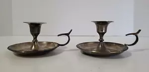 Paar Vintage versilberte Kammerleuchter Kerzenhalter unpoliert Made India - Bild 1 von 12