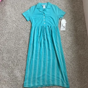 Damen Vintage Lindsey Scott Petites Kleid Aqua Blau Türkis mit Etikett - Bild 1 von 8