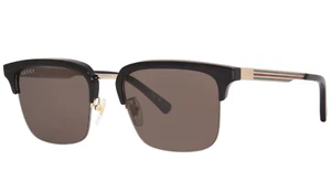 Gucci GG1226S 001 Sunglasses Men's Black/Gold/Brown Lenses Square Shape 53mm - Picture 1 of 4