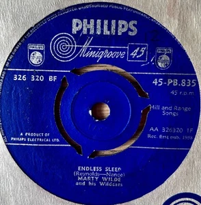 MARTY WILDE ENDLESS SLEEP 7" PHILIPS (1958) SEHR GUTER ROCK 'N' ROLL ENGLAND - Bild 1 von 3