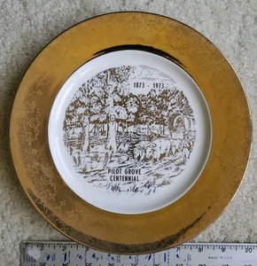 Vintage Pilot Grove MO Missouri 1973 Centennial Souvenir Plate Gold Rim - Picture 1 of 2