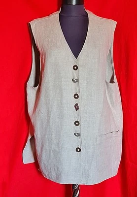 VEST VINTAGE LANDHAUS TRACHTEN OKTOBERFEST DIRNDL TYROL LINEN WOMEN  :US14/EU 42 - Image 1 of 4