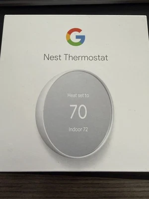 Google Nest Thermostat Programmable Smart WiFi G4CVZ Snow GA01334-US White Open - Image 1 of 2