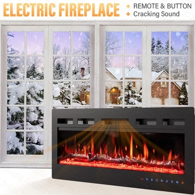 Chimenea Eléctrica 40" Inserto Empotrado o Calentador Eléctrico de Pie Montado en la Pared Foto 1 de 4