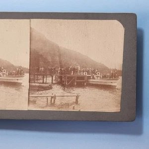 Lake District ? Stereoview 3D C1895 Real Photo Derwentwater ? Steam Boat - Picture 1 of 3