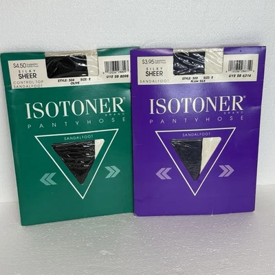 Pantimedias Isotoner De Colección 2 Pares Sedosas Transparentes Nuevas de Lote Antiguo Talla 2 Ciruela/Oliva EE. UU. Foto 1 de 4