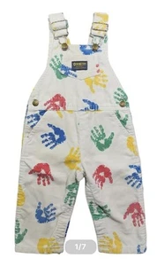 Mono vintage OshKosh B'Gosh Vestbak estampado a mano blanco talla 12 meses EE. UU. - Imagen 1 de 6